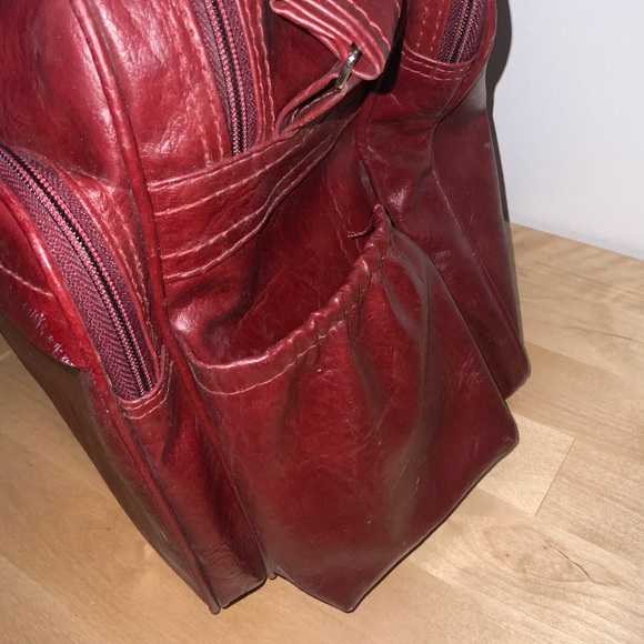 vintage samsonite burgundy faux leather duffel bag 70s 80s - Picture 4 of 7